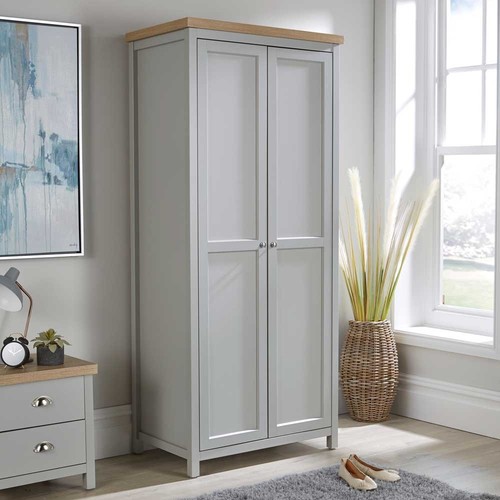 Wardrobe grey oak door two - door,
