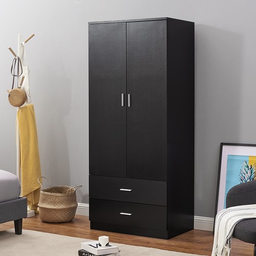Black door drawer wardrobe - black,